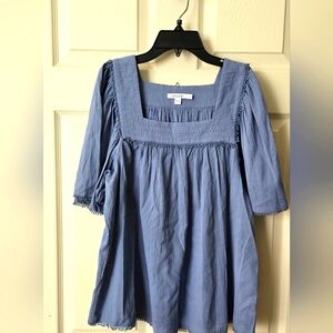 Chico's Blue Square Neck Top Size 1 (6)